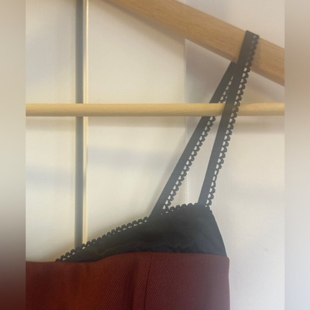 NEW Reformation Melanie Strappy Top Woven Silk Contrast Dark Red | size 2 - Picture 9 of 11